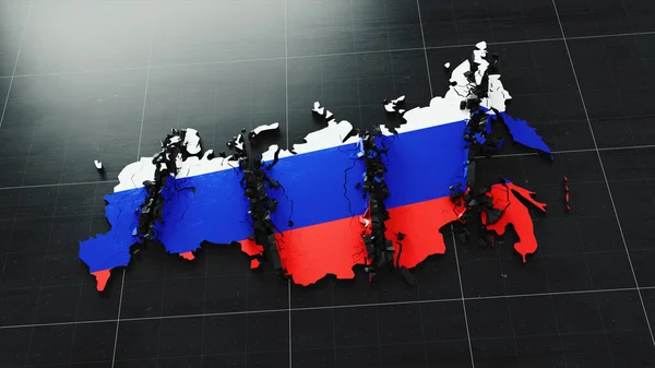 Illustration of the collapse of the map of Russia — стоковое фото