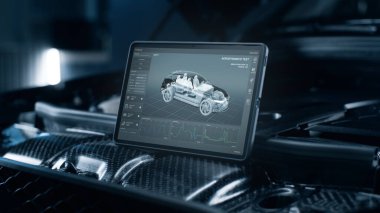 Interface application for research and testing of the aerodynamic parameters of the car body on the screen of a digital tablet computer, that stands on the car engine.