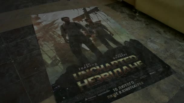 Zaporizhia Ukraine July 2022 Defaced Junk Movie Poster Ruined Cinema — Stockvideo