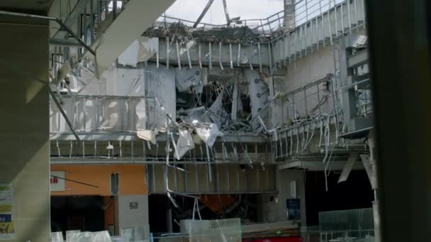 Zaporizhya Ukraine July 2022 Collapsed Facade Building War Russian Aggression — Vídeo de Stock
