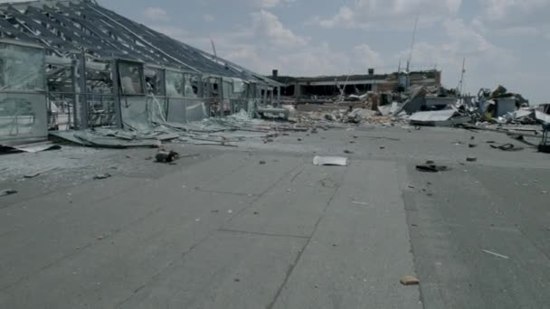 Zaporizhia Ukraine July 2022 External Destruction Shelling Shopping Center Russian — Wideo stockowe