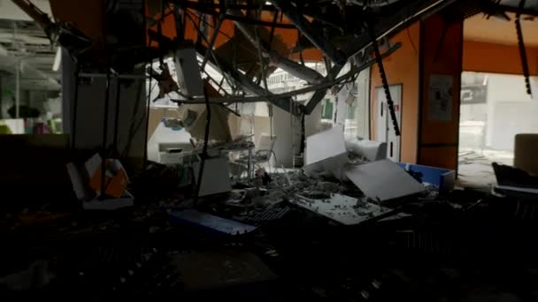 Zaporizhia Ukraine July 2022 Bombed Hall Cinema Aurora Shopping Center — Video Stock