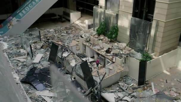 Zaporizhia Ukraine July 2022 Destroyed Cafe Aurora Shopping Center War — Vídeo de stock