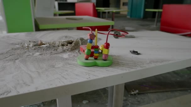 Zaporizhia Ukraine July 2022 Lost Childs Toy Bombed Out Food — 图库视频影像