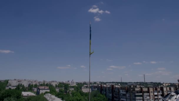 Zaporizhia Ukraine July 2022 Flagpole Yellow Blue Flag Ukraine View — Stockvideo