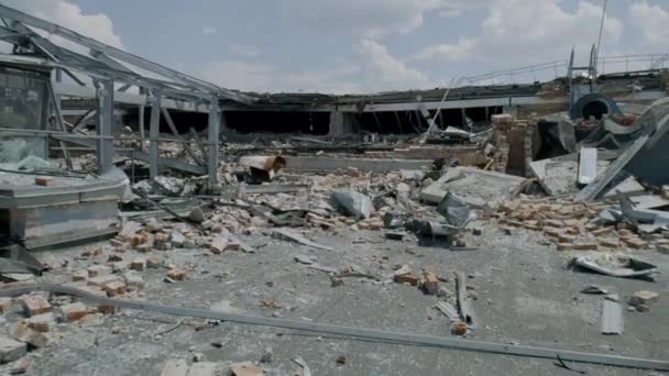 Zaporizhia Ukraine July 2022 Destruction Result Blast Wave Glass Dome — Stok video