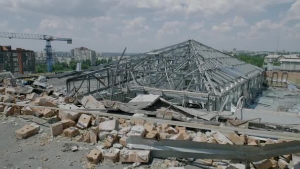 Zaporizhia Ukraine July 2022 Roof Destroyed Direct Hit Rocket Fired — Vídeo de Stock