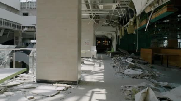 Zaporizhya Ukraine July 2022 Destroyed Food Court Aurora Shopping Center — Stockvideo