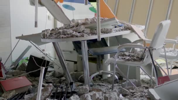 Zaporizhia Ukraine July 2022 Cafe Destroyed Explosion Russian Rocket Hit — Vídeo de Stock
