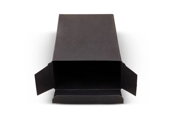 白い背景に隔離された黒化粧品包装箱 — ストック写真