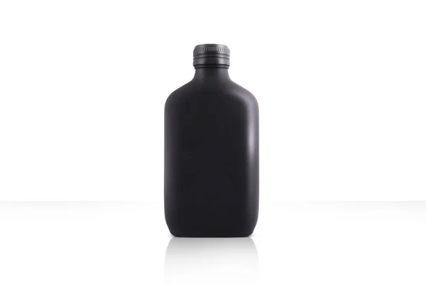 Frasco Perfume Preto Fosco Isolado Sobre Fundo Branco — Fotografia de Stock