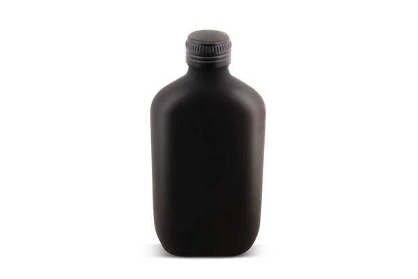 Frasco Perfume Preto Fosco Isolado Sobre Fundo Branco — Fotografia de Stock