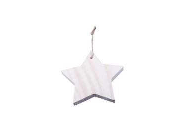 Beyaz arka planda izole edilmiş halatla ahşaptan yapılmış Noel yıldızı 