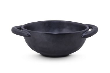 Beyaz arkaplanda siyah seramik çömlek izole