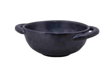 Beyaz arkaplanda siyah seramik çömlek izole