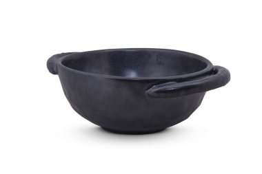 Beyaz arkaplanda siyah seramik çömlek izole