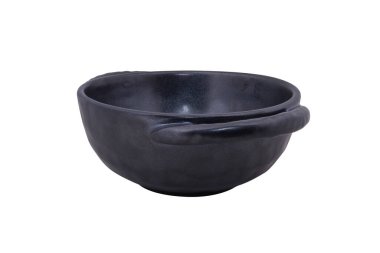 Beyaz arkaplanda siyah seramik çömlek izole