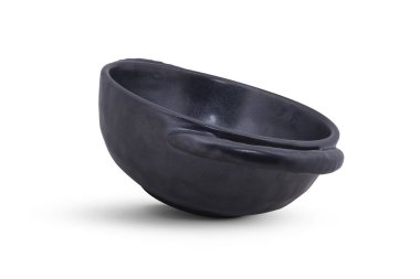 Beyaz arkaplanda siyah seramik çömlek izole