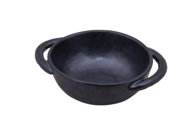 Beyaz arkaplanda siyah seramik çömlek izole