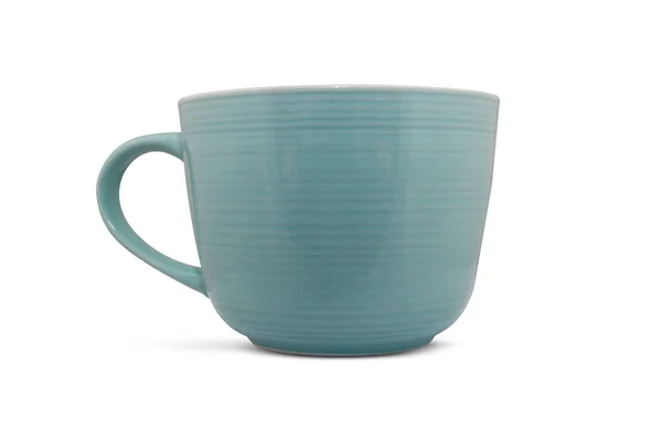 Tasse Céramique Bleue Isolée Sur Fond Blanc — Photo