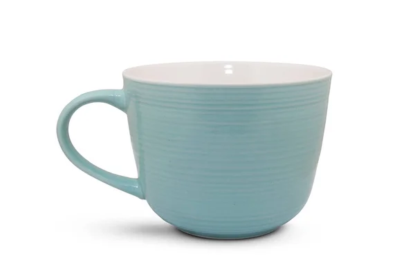 Tasse Céramique Bleue Isolée Sur Fond Blanc — Photo