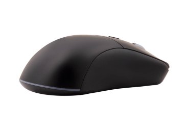 Siyah oyun kablosuz lazer bilgisayar faresi beyaz arkaplanda izole edildi