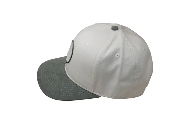 Branco Verde Snapback Cap Isolado Fundo Branco — Fotografia de Stock