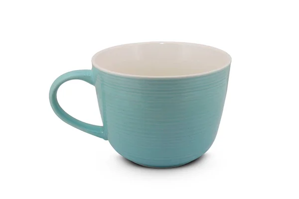 Taza Cerámica Azul Aislada Sobre Fondo Blanco — Foto de Stock