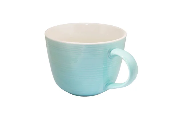Blaue Keramiktasse Isoliert Auf Weißem Hintergrund — Stockfoto