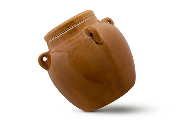 Clay Pot Izolované Bílém Pozadí — Stock fotografie