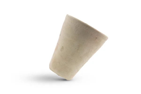 Empty Clay Cup Isolated White Background — ストック写真