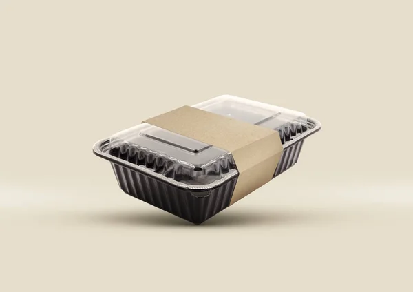 Пластиковий Харчовий Лоток Прозорою Пластиковою Кришкою — стокове фото