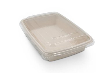 beyaz zemin üzerinde izole gıda için bagasse konteyner paketi 