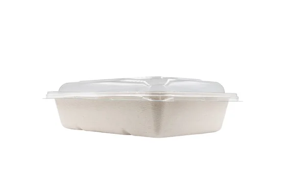 Bagasse Container Package Food Isolated White Background — Stock Fotó