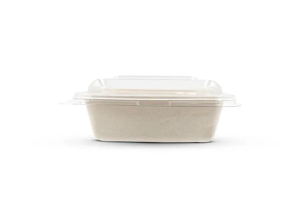 Bagasse Container Package Food Isolated White Background — 스톡 사진