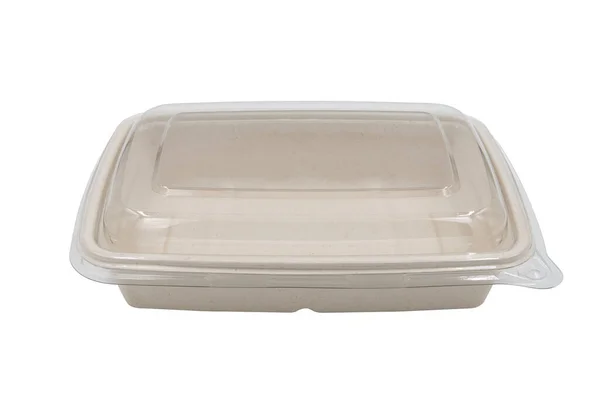 Bagasse Container Package Food Isolated White Background — ストック写真