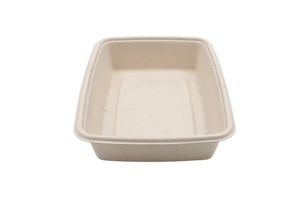 Bagasse Tartály Élelmiszer Csomag Izolált Fehér Alapon — Stock Fotó