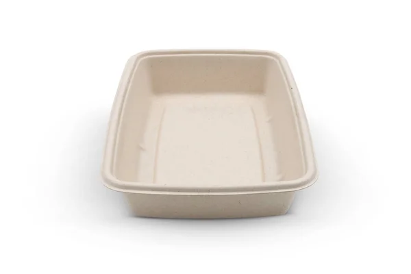 Bagasse Container Food Package Isolated White Background — Stockfoto