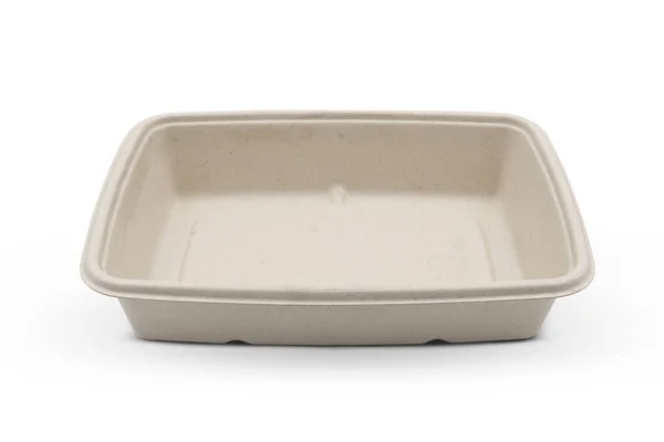 Bagasse Container Food Package Isolated White Background — Stock Fotó