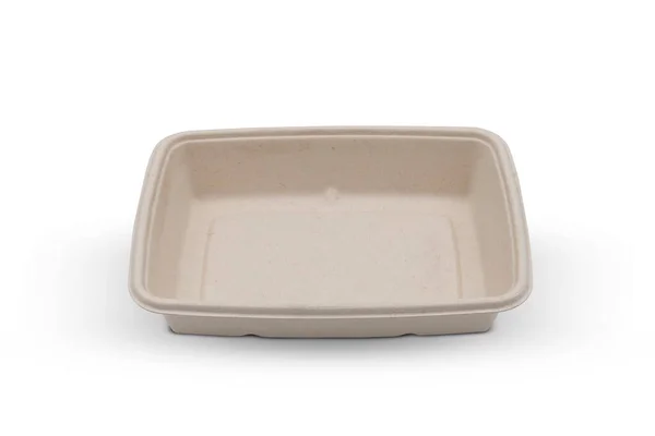 Bagasse Container Food Package Isolated White Background — ストック写真