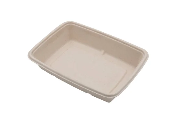 Bagasse Container Food Package Isolated White Background — Stockfoto