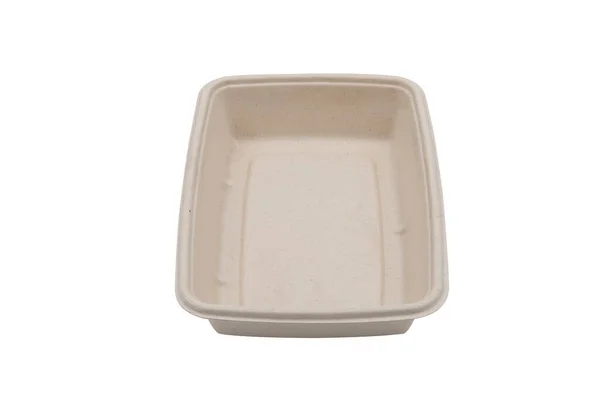 Bagasse Container Food Package Isolated White Background — Stockfoto