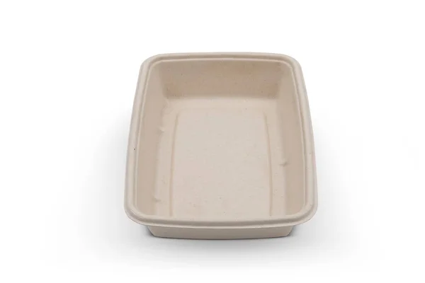 Bagasse Tartály Élelmiszer Csomag Izolált Fehér Alapon — Stock Fotó