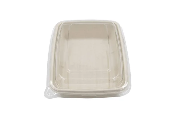 Embalagem Alimento Recipiente Bagaço Isolado Fundo Branco — Fotografia de Stock