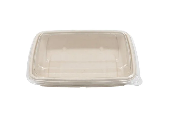 Embalagem Alimento Recipiente Bagaço Isolado Fundo Branco — Fotografia de Stock