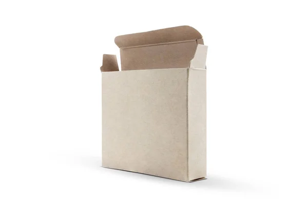Blank Cardboard Narrow Box Isolated White Background — Stockfoto
