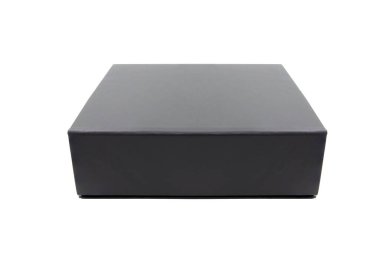 Black blank hard cardboard box isolated on white background