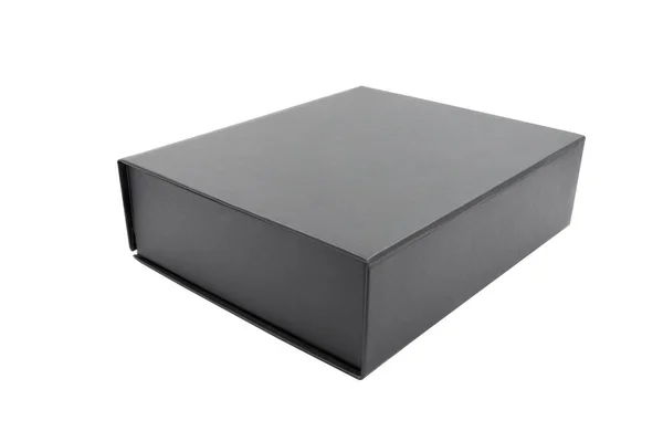 Black Blank Hard Cardboard Box Isolated White Background — ストック写真