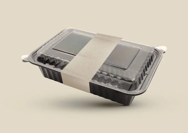 Plastic Food Packaging Tray With Clear Plastic Cover mockup