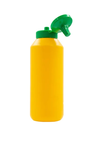 Bottiglia Plastica Spremere Giallo Senape Isolato Sfondo Bianco — Foto Stock